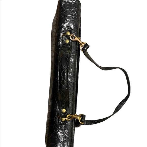 Black 1980’s Vintage anima embossed leather portfolio/briefcase/laptop case - Picture 4 of 6